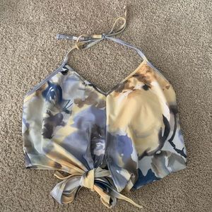 Kortni Jeane watercolor tied up swim top
